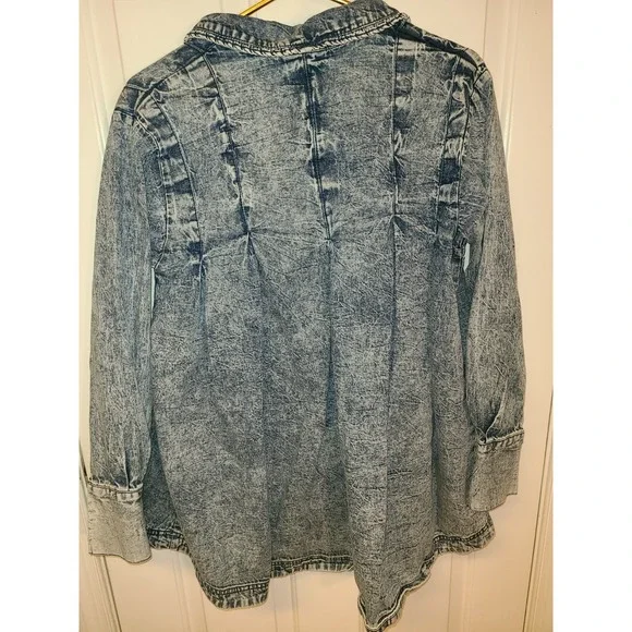 Free People Charlie Button Down Denim Shirt/Dress/Jacket Size Sm 100% Cotton - Picture 3 of 13